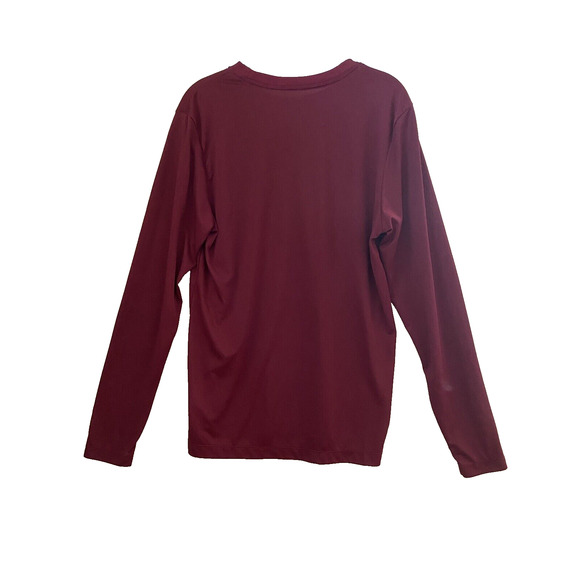 Nike Shirt Mens Size Medium Dri Fit Long Sleeve Maroon Black Swoosh Gym Athletic - Picture 3 of 7